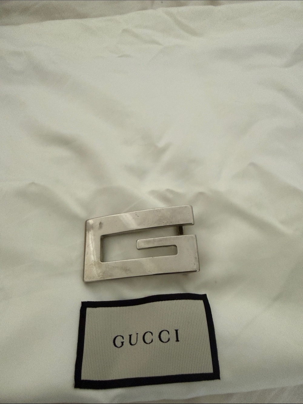 Authentic Gucci Silver G-Shaped Belt Buckle  / vintage